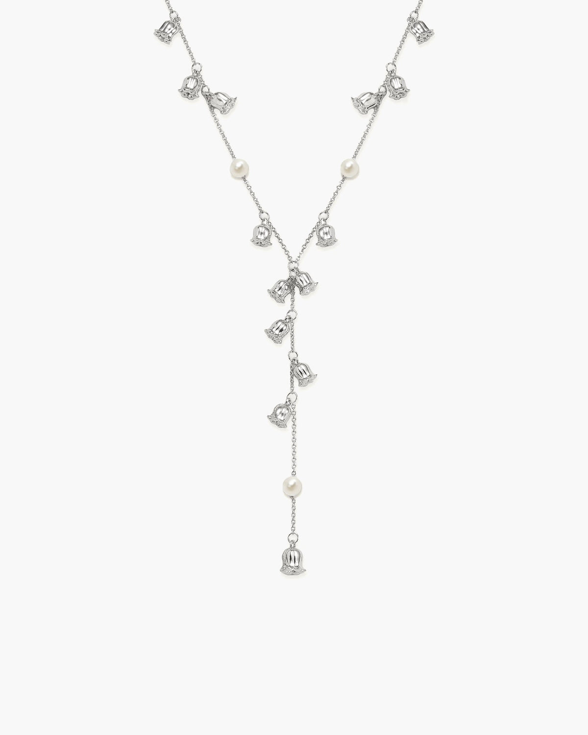 Lily of the Valley Pearl Lariat Necklace