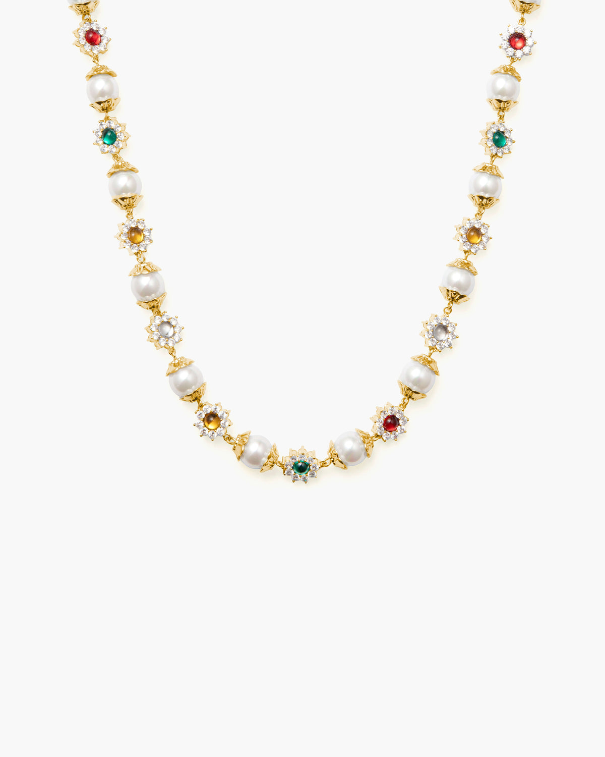 Daisy Pearl Necklace in Silver