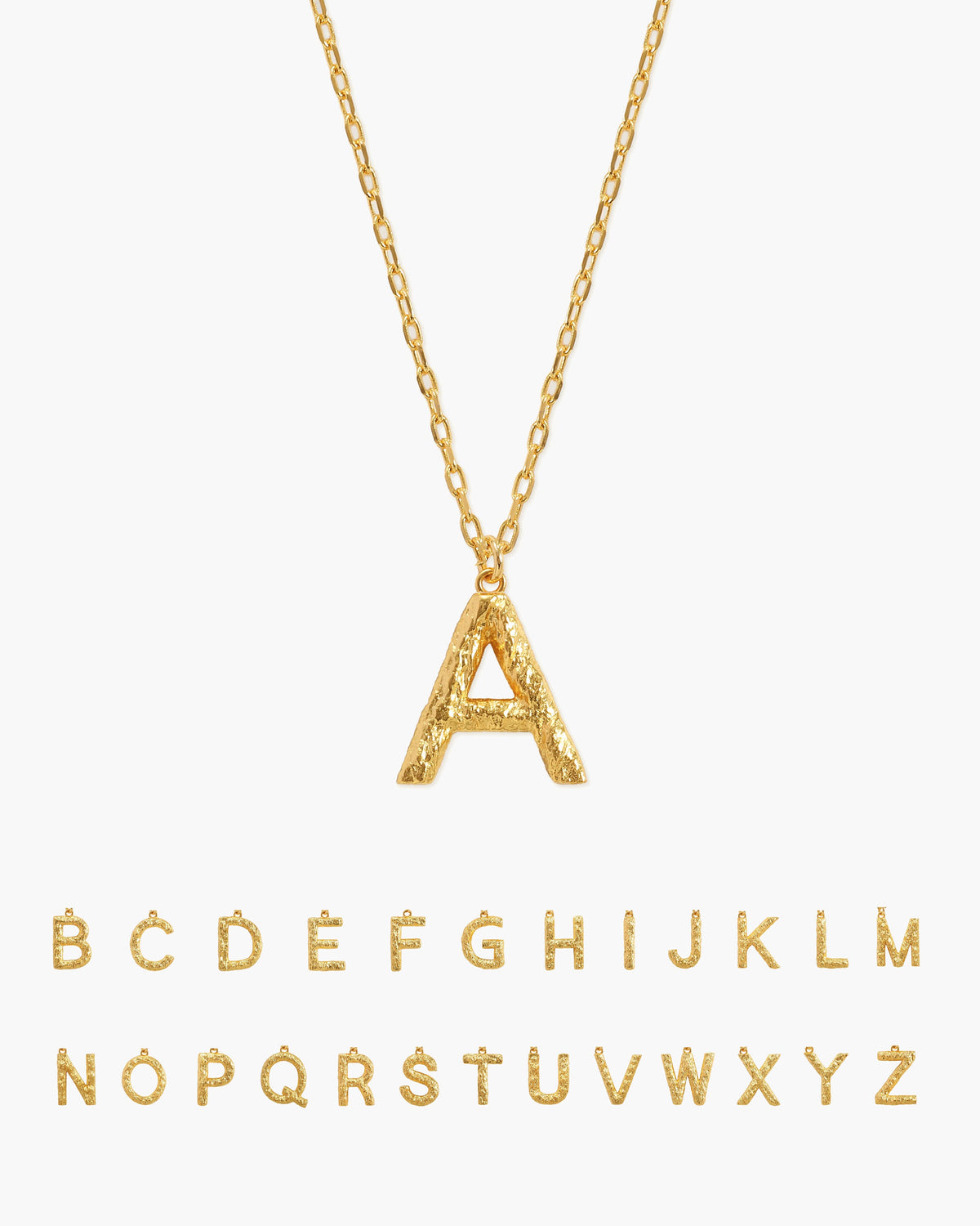 Textured Initial Letter Necklace