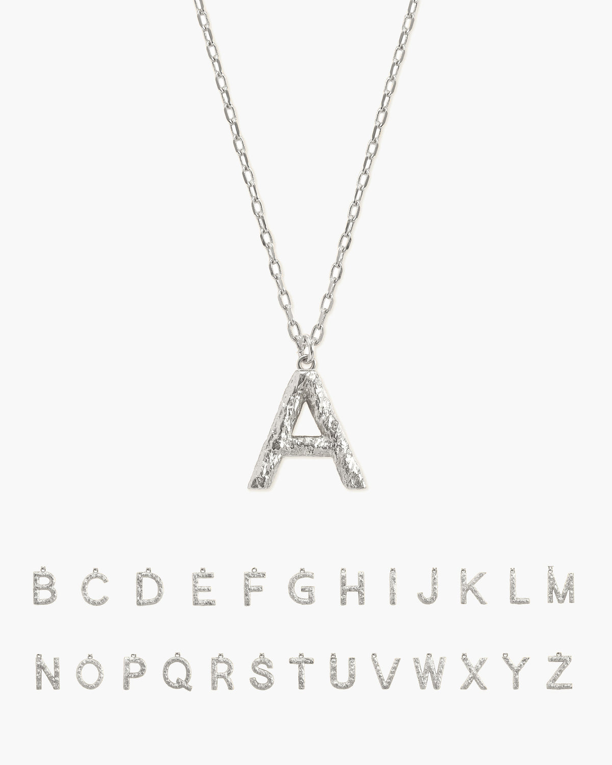 Textured Initial Letter Necklace